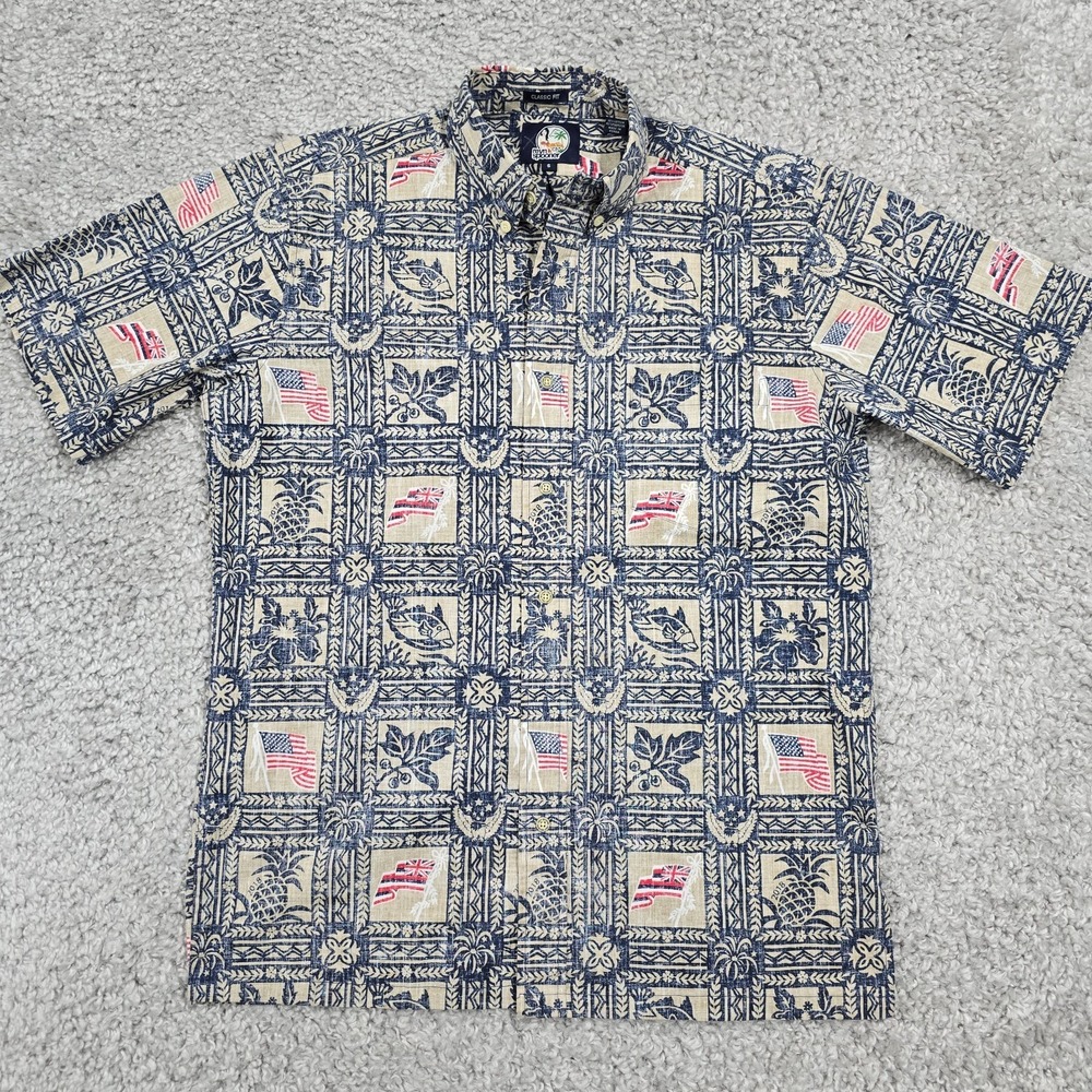 Reyn Spooner Mens Hawaiian Aloha Print Shirt Size Small Retro Resort Classic